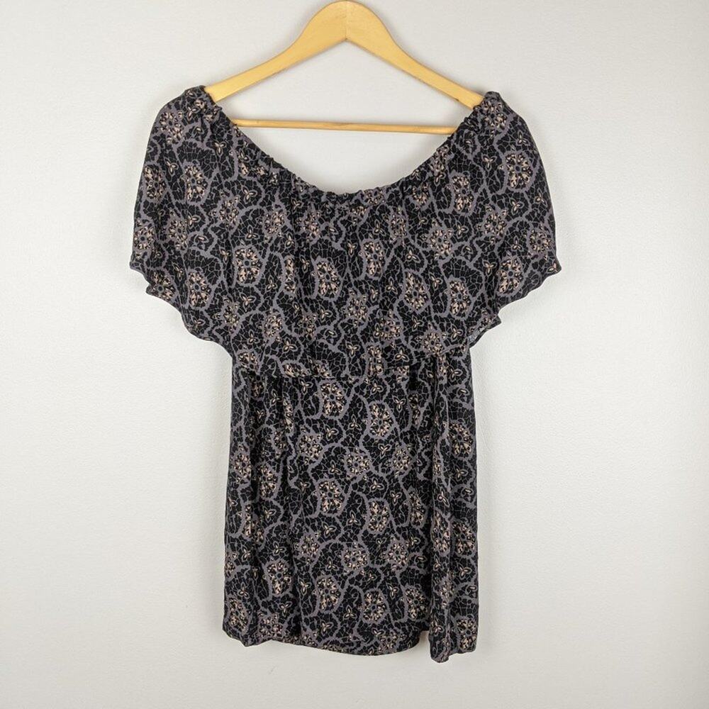 Free People Patterned Ruffle Off the Shoulder Top - Picture 7 of 7